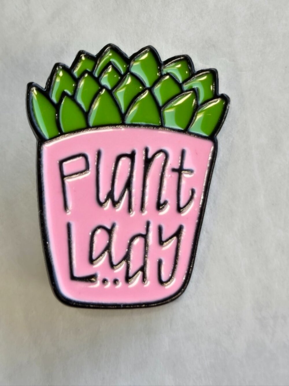 Modern Plant Lady Lapel Pin Potted Plant Funny Whimsy Pinback Button Brooch